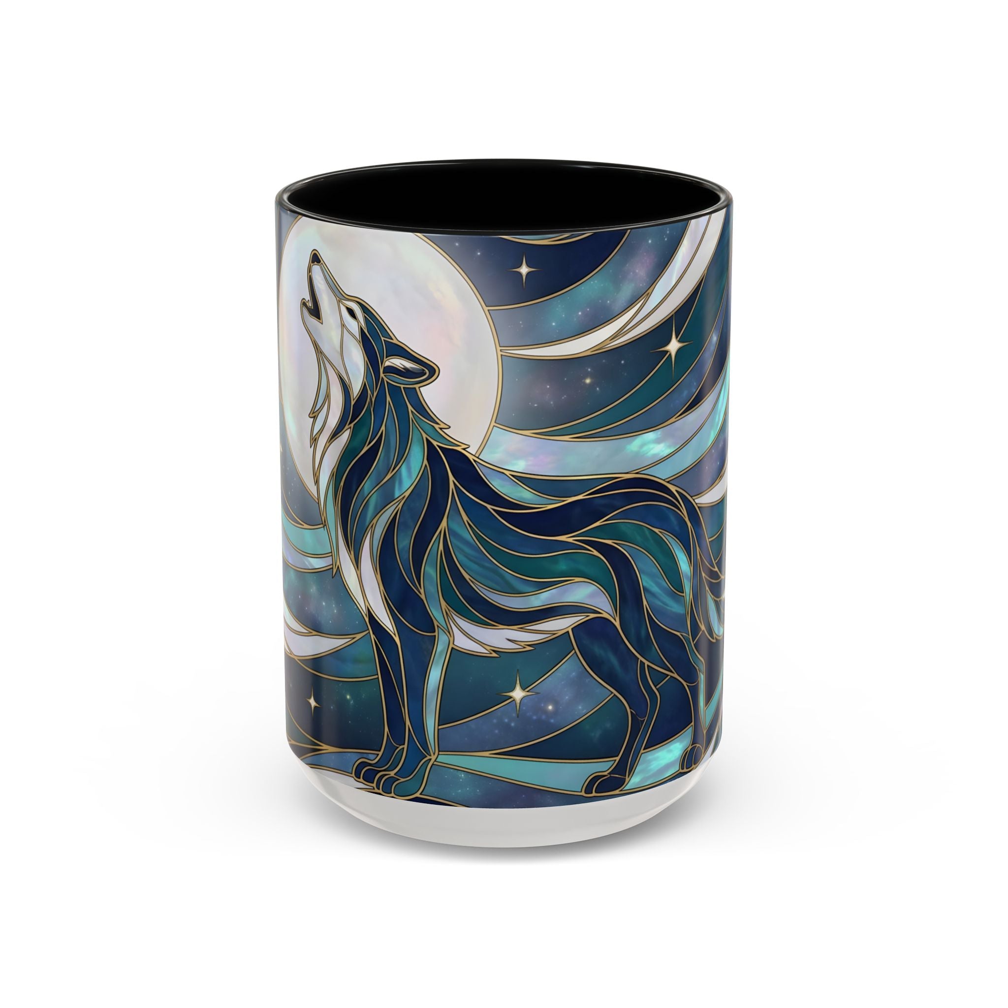 Moon Howl Wolf Stained Glass Style Mug