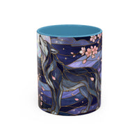 Night Sakura Wolf Stained Glass Style Wolf Coffee Mug