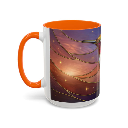 Sunset Sky Hummingbird Stained Glass Style Mug