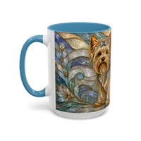 Blue Glow Yorkshire Terrier Stained Glass Style Mug