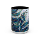 Celestial Blue Wolf Stained Glass Style Mug