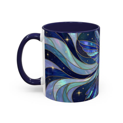 Blue Glow Hummingbird Stained Glass Style Mug