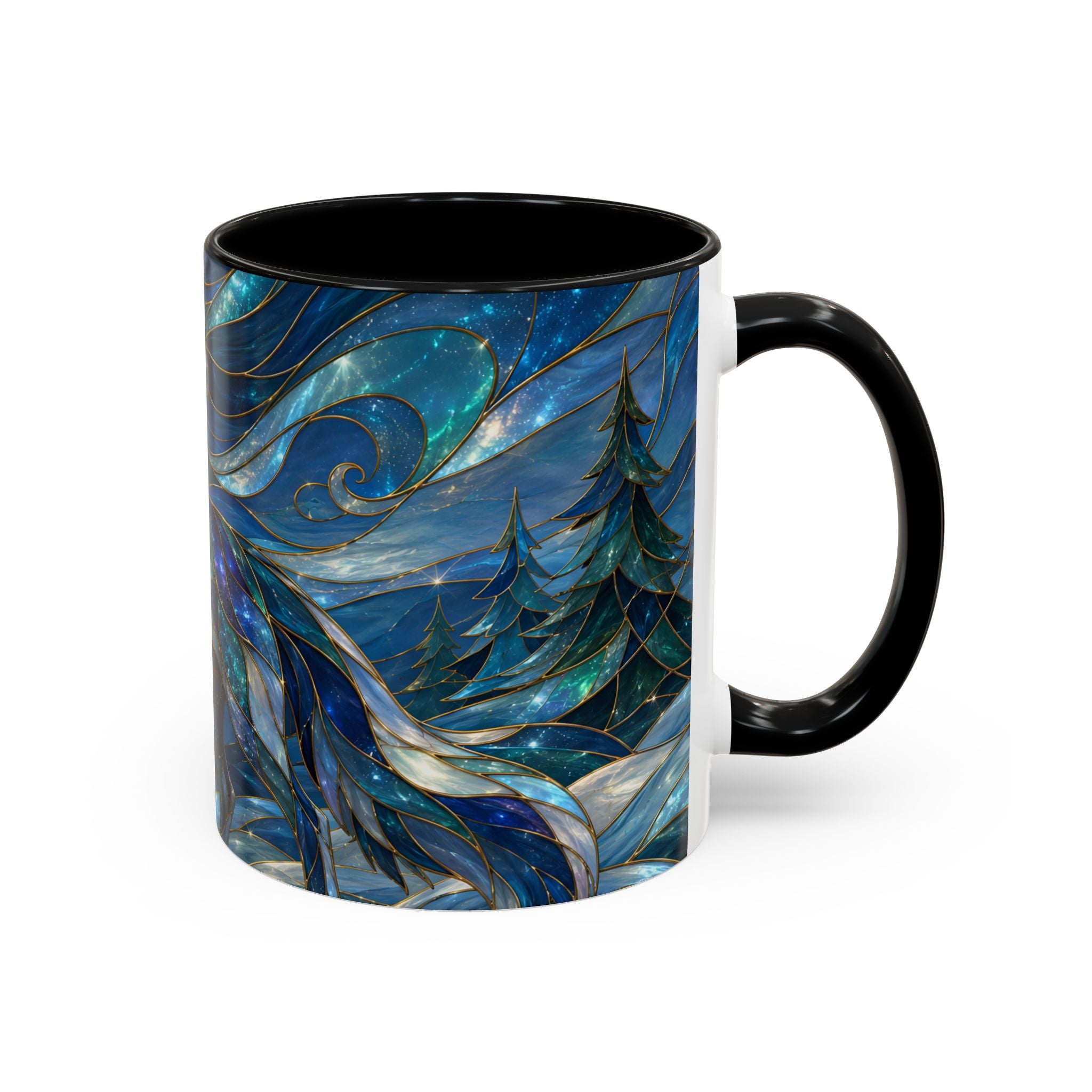 Blue Wolf Stained Glass Style Mug