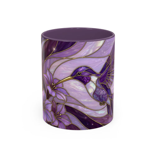 Purple Bloom Hummingbird Stained Glass Style Mug