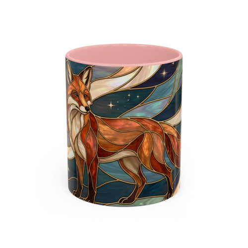 Teal Night Fox Stained Glass Style Mug