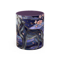 Night Sakura Wolf Stained Glass Style Wolf Coffee Mug