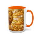 Golden Sakura Lion Stained Glass Style Mug