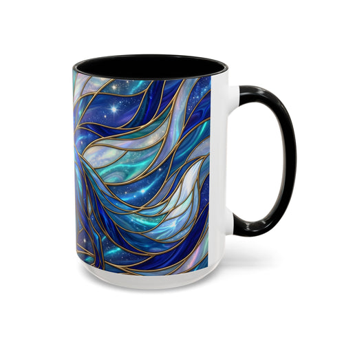 Blue Glow Fox Stained Glass Style Mug