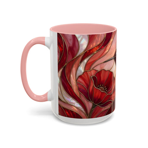 Scarlet Bloom Hummingbird Stained Glass Style Mug