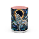 Moonlit Howl Wolf Stained Glass Style Mug