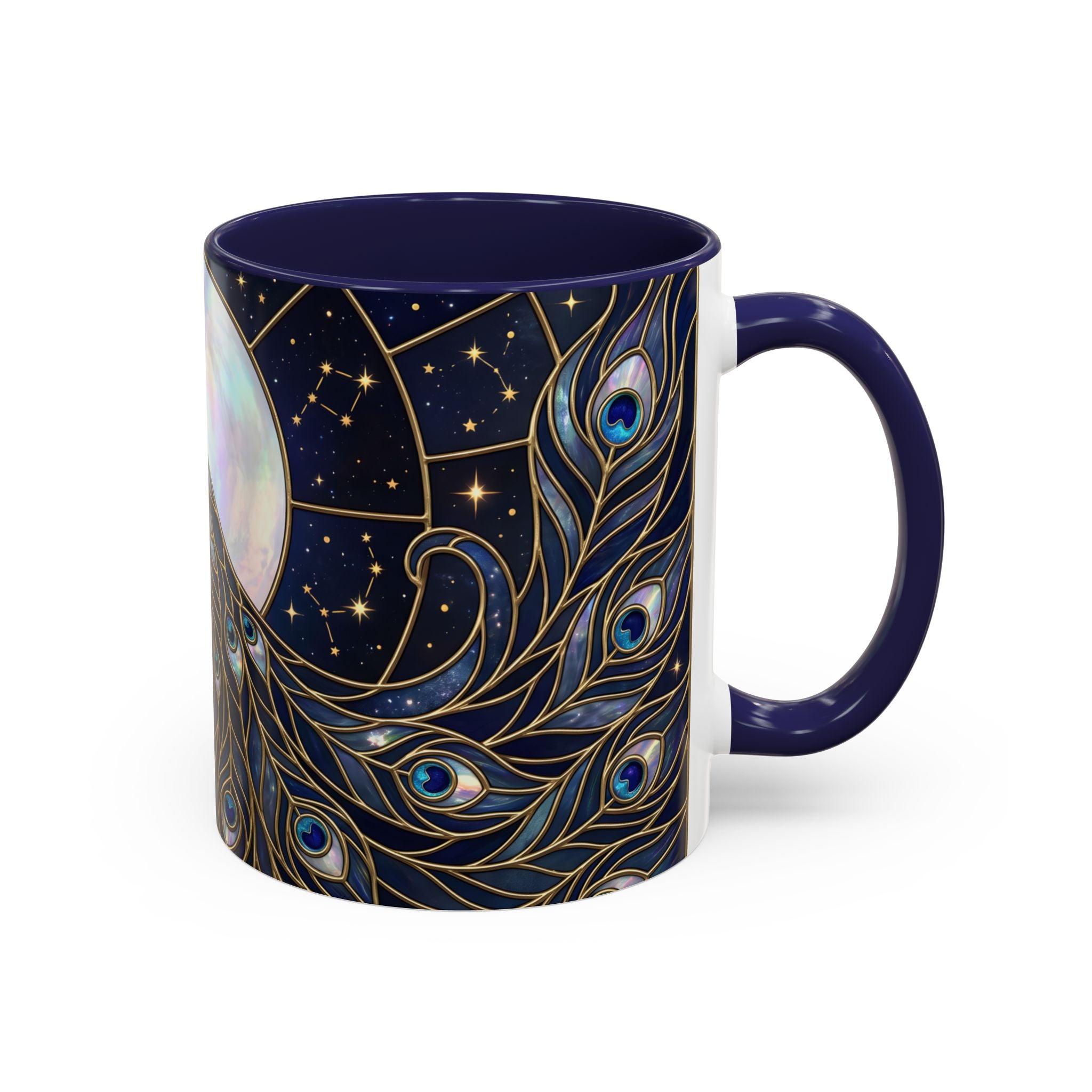 Moonlit Peacock Stained Glass Style Mug