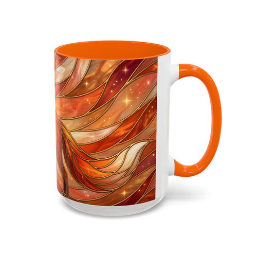Orange Glow Fox Stained Glass Style Mug