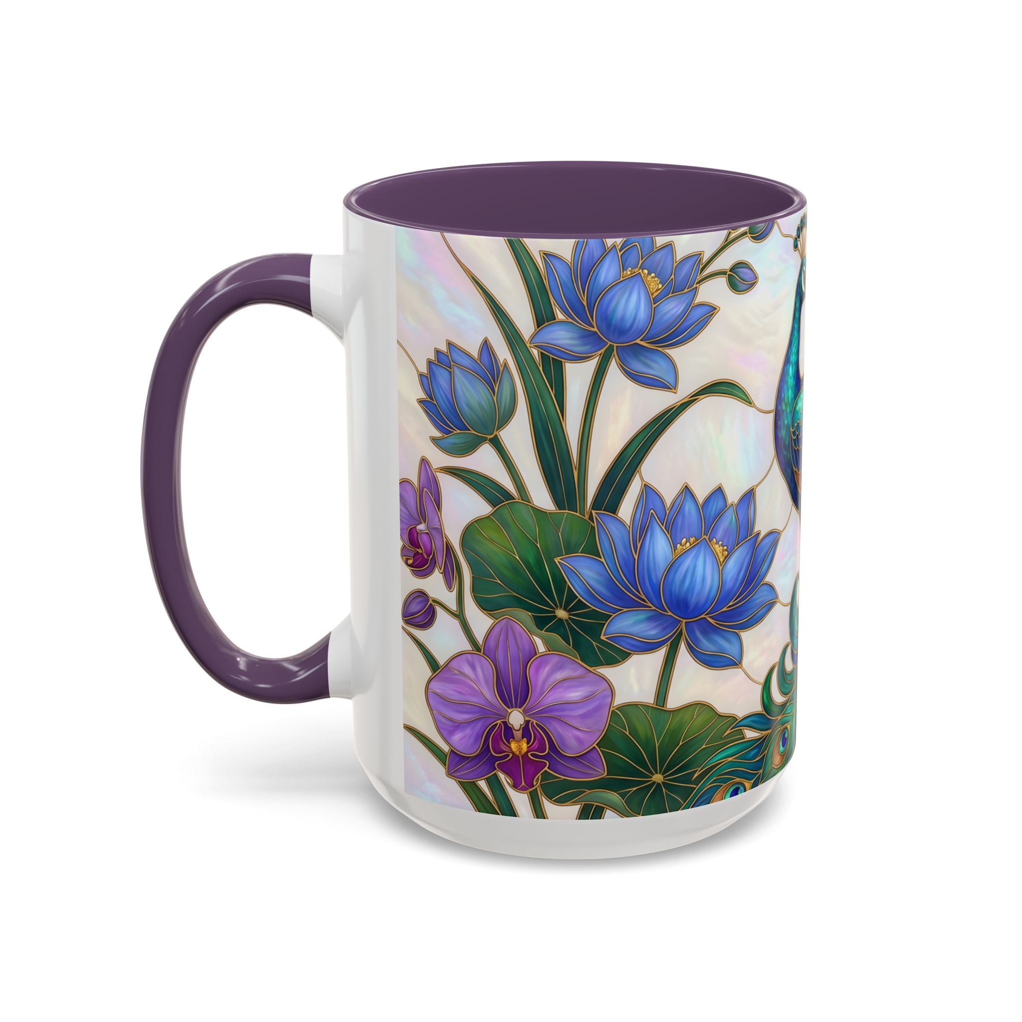 Blooming Peacock Stained Glass Style Mug