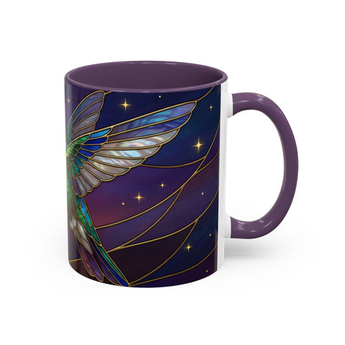 Sunset Sky Hummingbird Stained Glass Style Mug