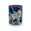 Aurora Mountain Wolf Stained Glass Style Mug