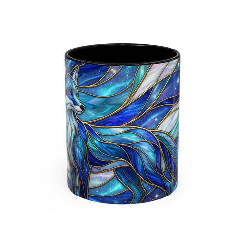 Blue Glow Fox Stained Glass Style Mug
