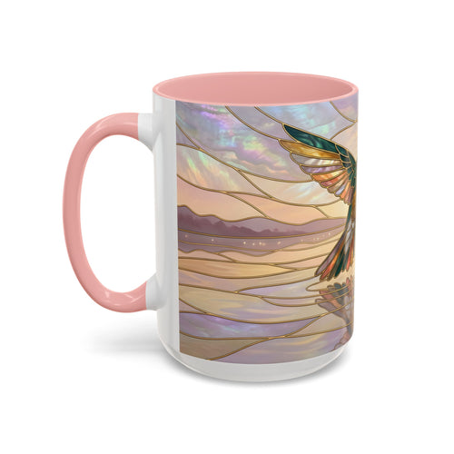 Serene Horizon Hummingbird Stained Glass Style Mug