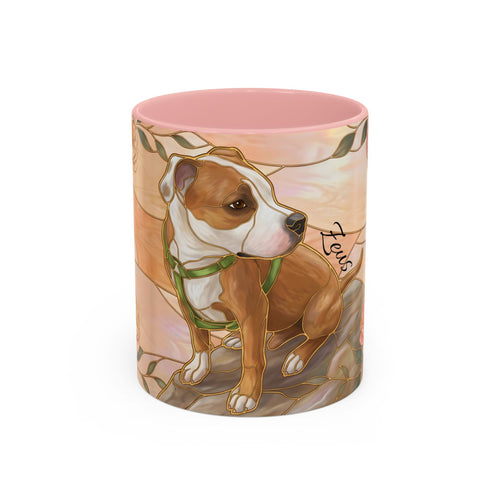 Custom Pet Photo Floral Stained Glass Style Mug