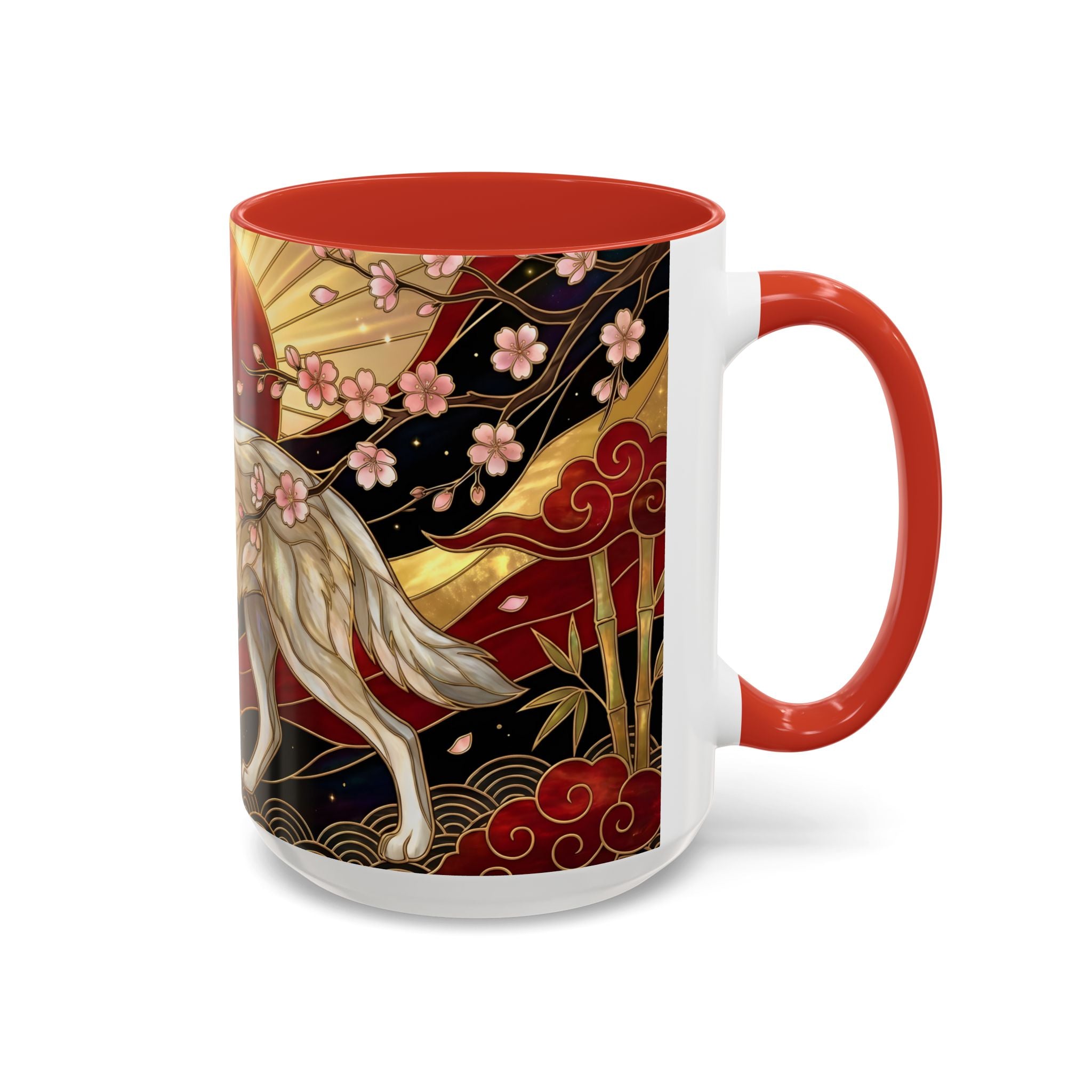 Sakura Wolf Stained Glass Style Mug