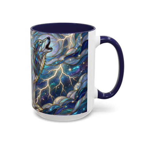 Storm Sky Wolf Stained Glass Style Mug