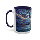 Starlit Lake Wolf Stained Glass Style Mug