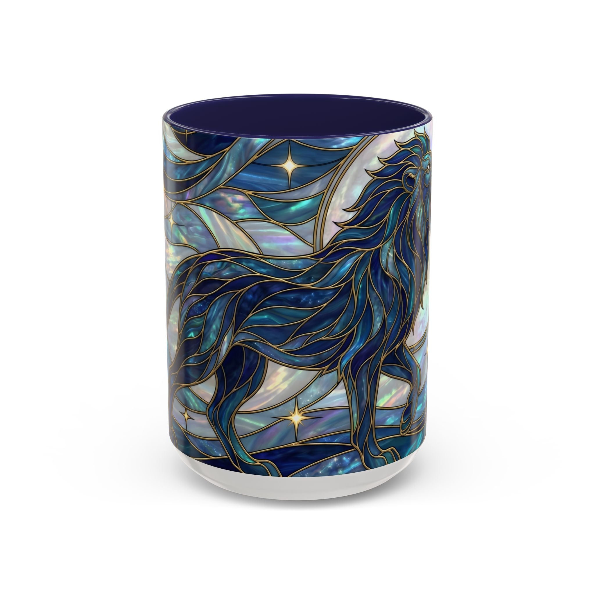 Sapphire Lion Stained Glass Style Mug
