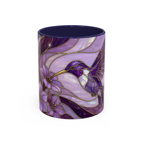 Purple Bloom Hummingbird Stained Glass Style Mug