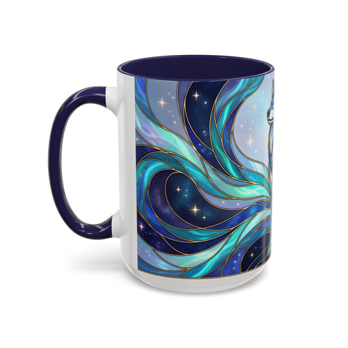 Aurora Wolf Stained Glass Style Mug