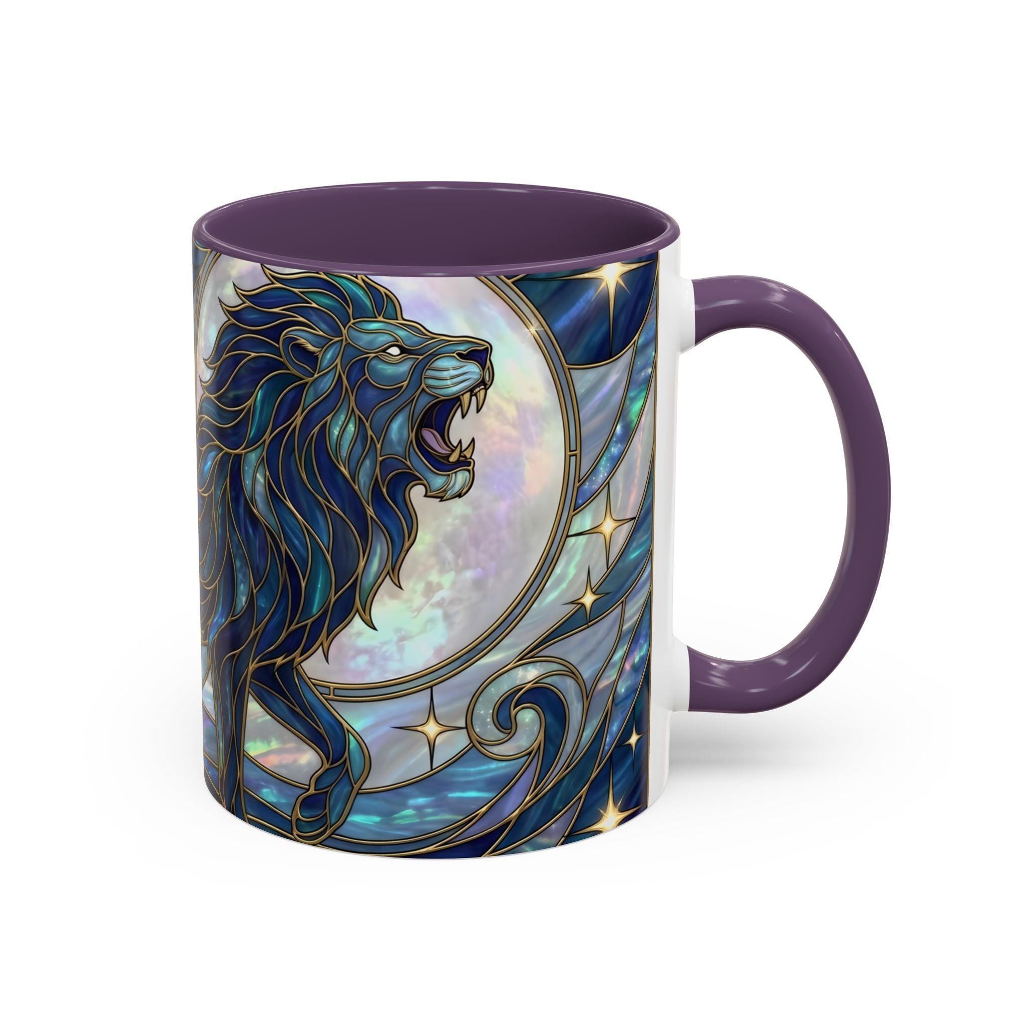 Sapphire Lion Stained Glass Style Mug