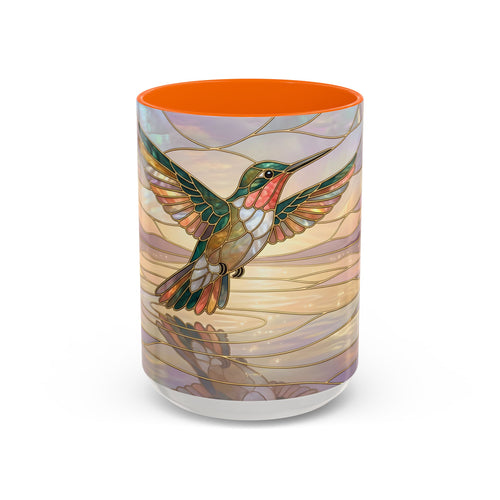 Serene Horizon Hummingbird Stained Glass Style Mug