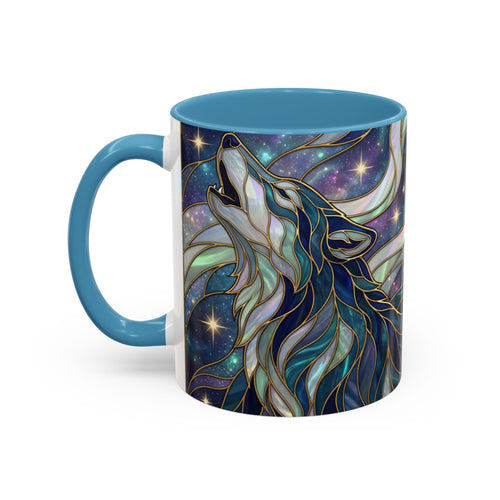 Starlight Wolf Stained Glass Style Mug