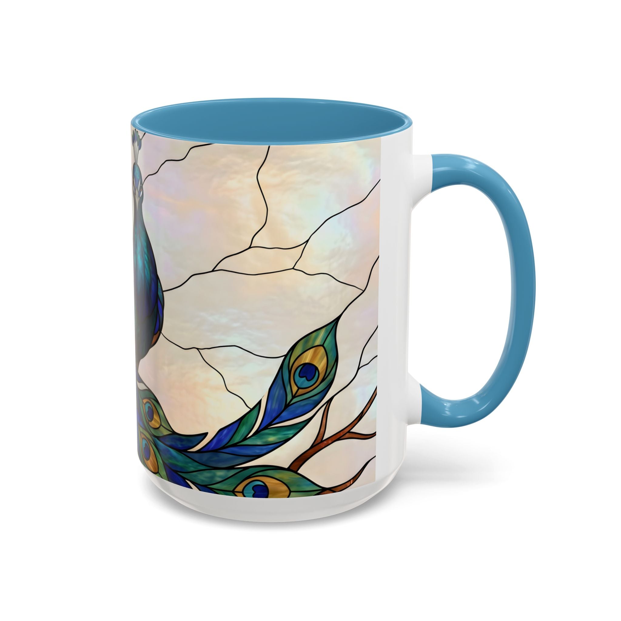 Minimal Peacock Stained Glass Style Mug