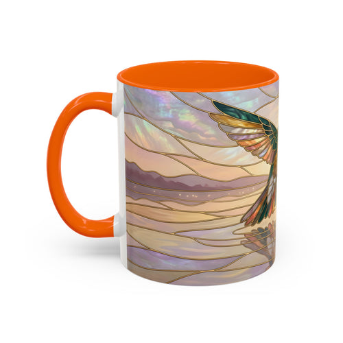 Serene Horizon Hummingbird Stained Glass Style Mug