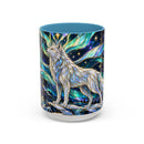 Northern Lights Wolf Stained Glass Style Mug