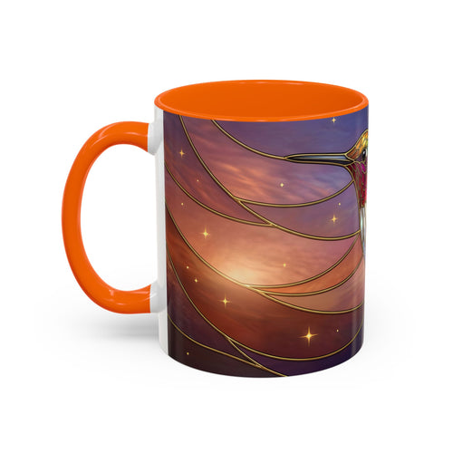 Sunset Sky Hummingbird Stained Glass Style Mug