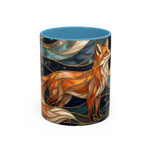 Celestial Night Fox Stained Glass Style Mug