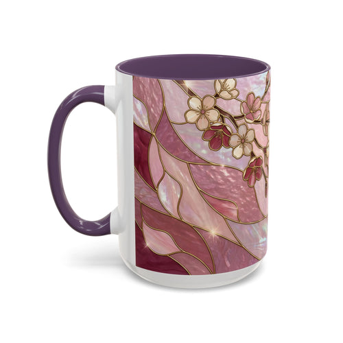 Pink Blossom Hummingbird Stained Glass Style Mug