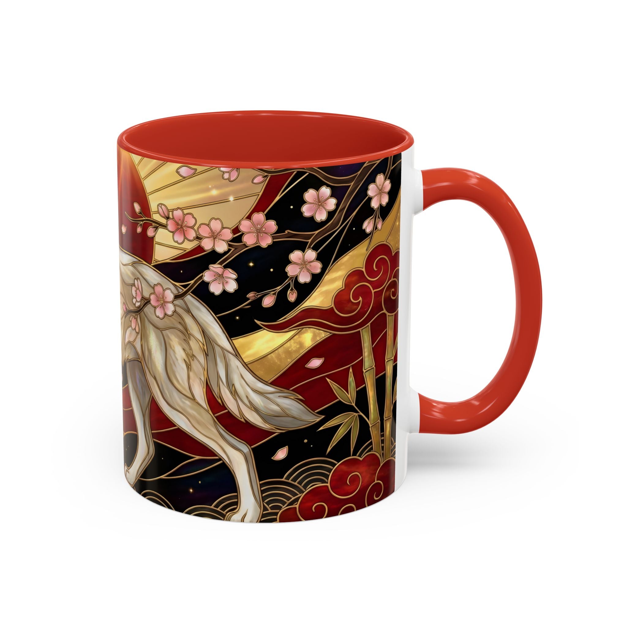 Sakura Wolf Stained Glass Style Mug