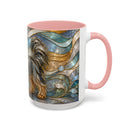 Blue Glow Yorkshire Terrier Stained Glass Style Mug