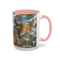 Blue Glow Yorkshire Terrier Stained Glass Style Mug
