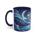 Moonlit Lake Wolf Stained Glass Style Mug