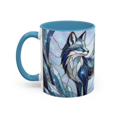 Icy Blue Fox Stained Glass Style Mug