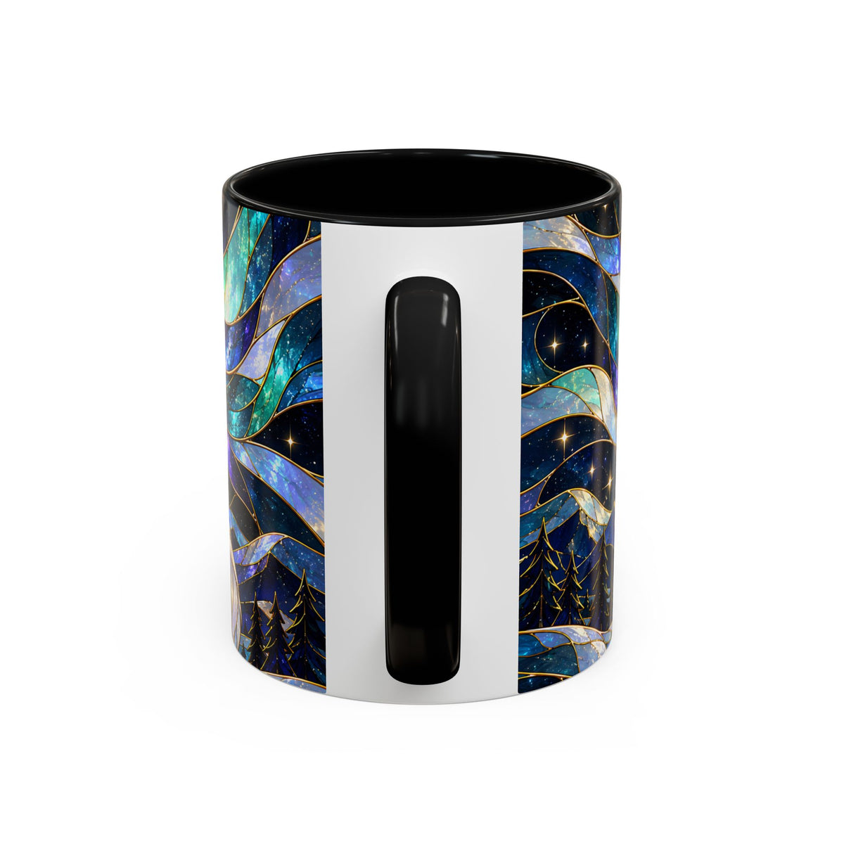 Northern Lights Wolf Stained Glass Style Mug