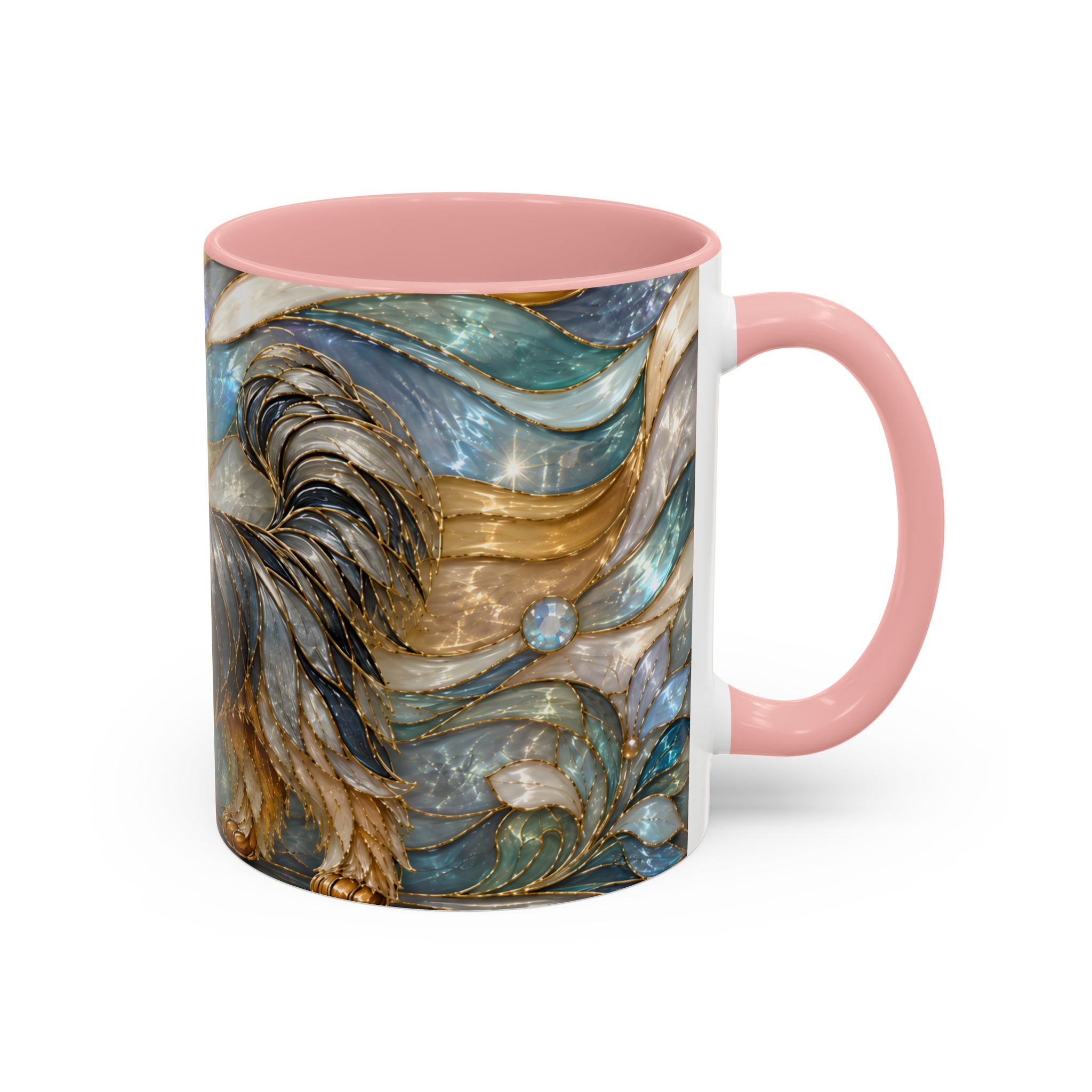 Blue Glow Yorkshire Terrier Stained Glass Style Mug