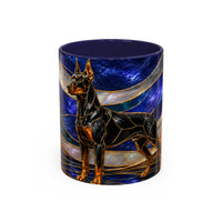 Blue Wave Doberman Pinscher Stained Glass Style Mug