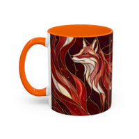 Scarlet Glow Fox Stained Glass Style Mug