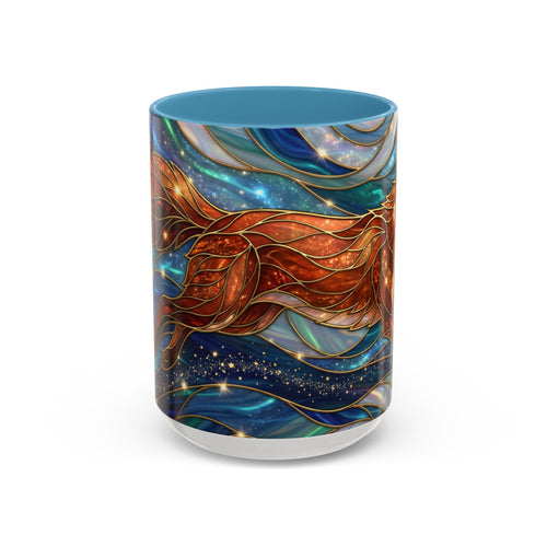 Celestial Running Fox Stained Glass Style Mug