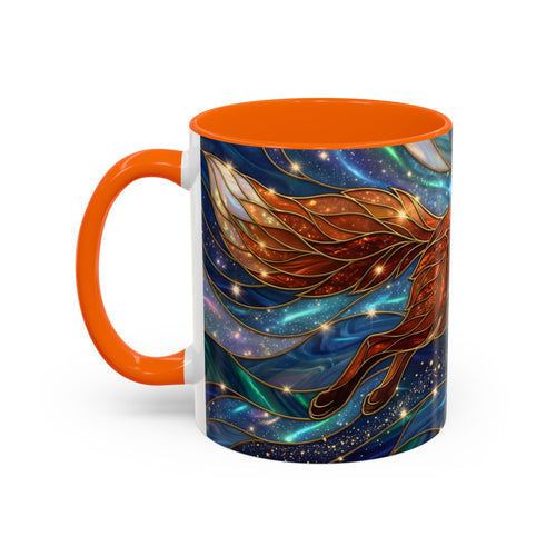 Celestial Running Fox Stained Glass Style Mug