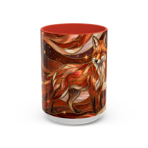 Ruby Glow Fox Stained Glass Style Mug