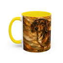 Golden Dachshund Stained Glass Style Mug